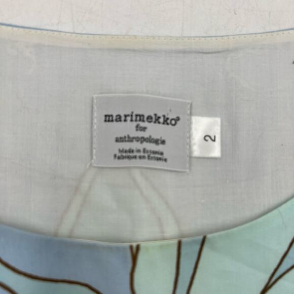 Anthropologie Marimekko Printed Floral Sheath Dress Blue - Picture 3 of 8